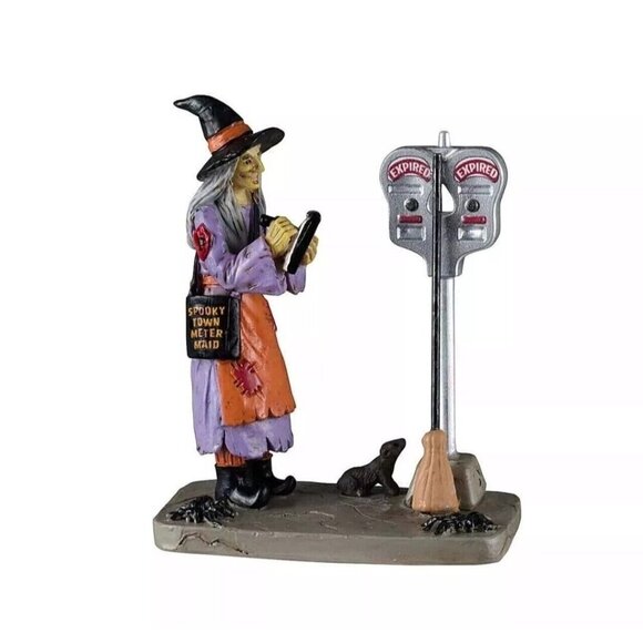 Lemax 42304 Spooky Town Illegal Broom Parking Meter Maid - Picture 1 of 4